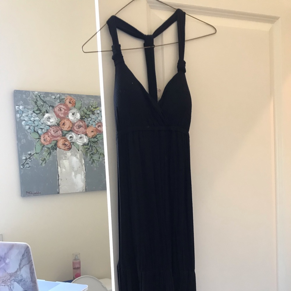 Black razor back maxi dress